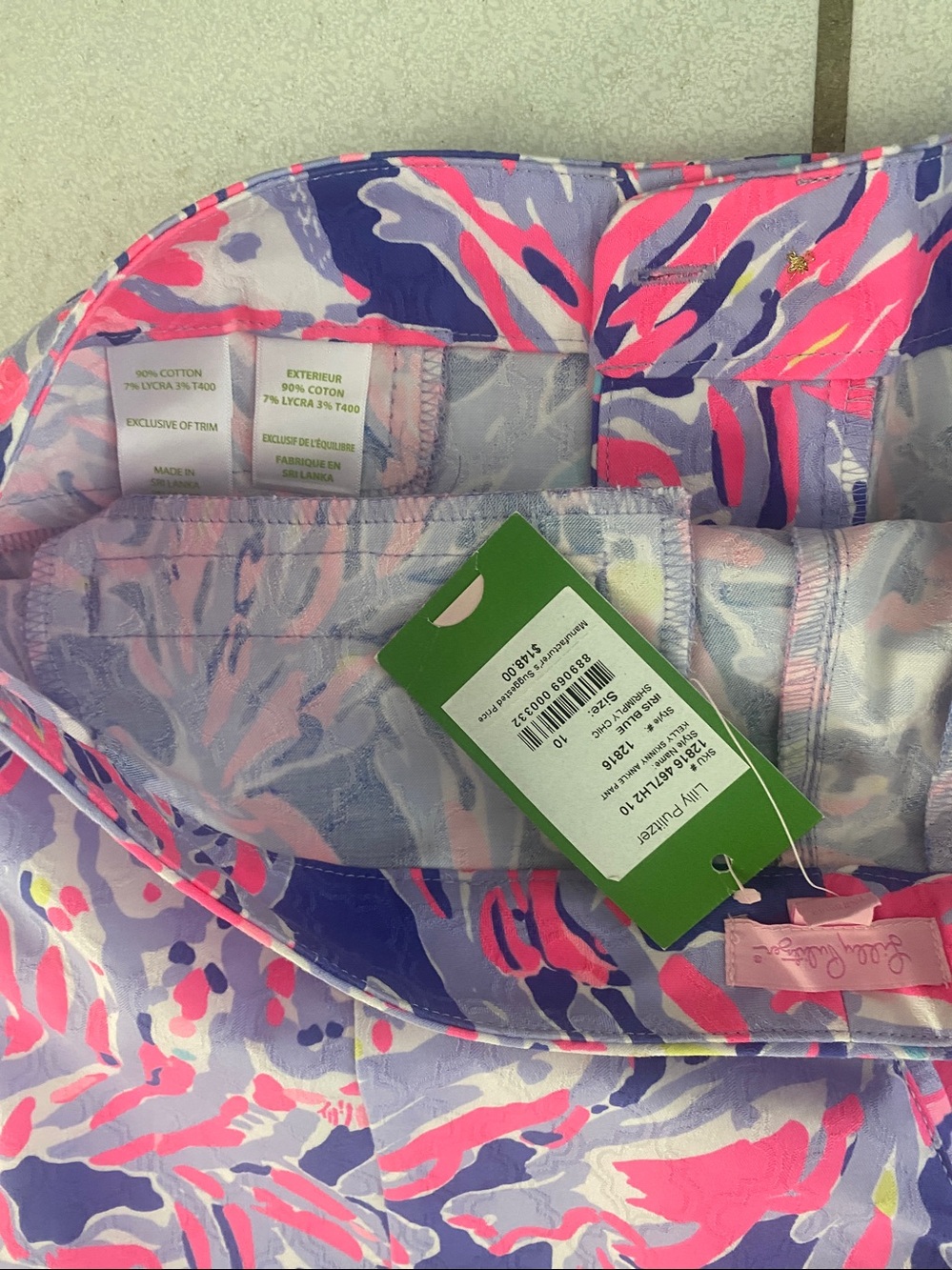 Rare NWT Lilly Pulitzer Kelly skinny ankle pant Iris Blue Shrimply Chic 10 - Picture 3 of 4